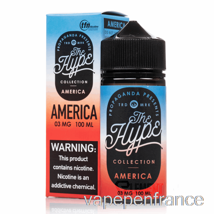 Hype - Amérique - E-liquides De Propagande - Stylo Vape 100 Ml 0 Mg
